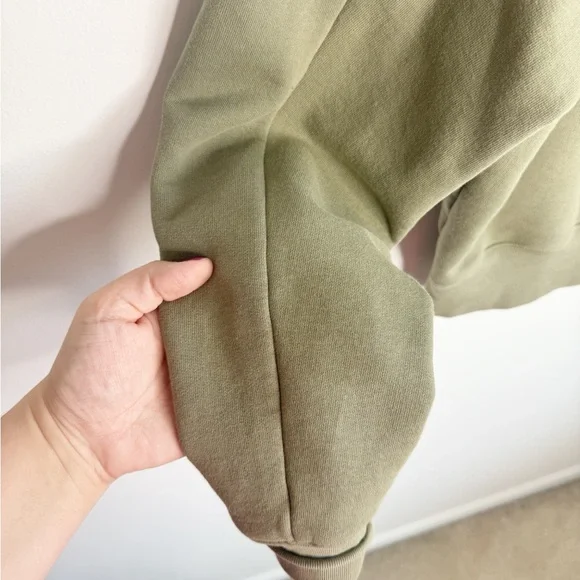 FRAME Military Green Quarter Zip Long Sleeve Sweatshirt Size Small - Picture 5 of 6